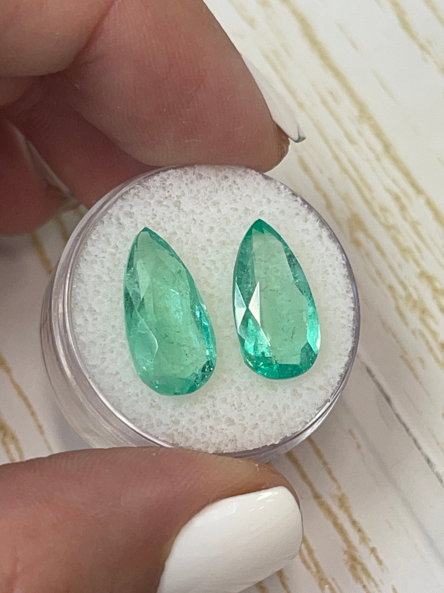 15x8 Pear-Cut Loose Colombian Emeralds - A Beautiful 7.68 Carat Collection