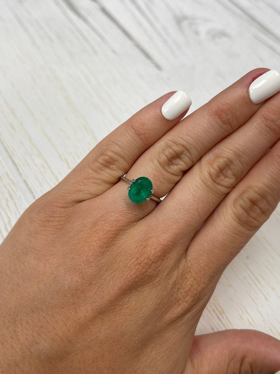 2.46 Carat Loose Colombian Emerald - Oval Shape - Intense Green Beauty