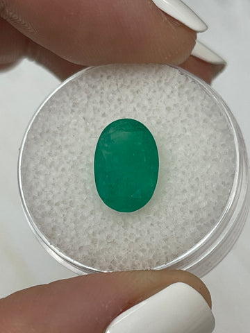 2.49 Carat 12x8 Elongated Forest Green Natural Loose Colombian Emerald-Oval Cut