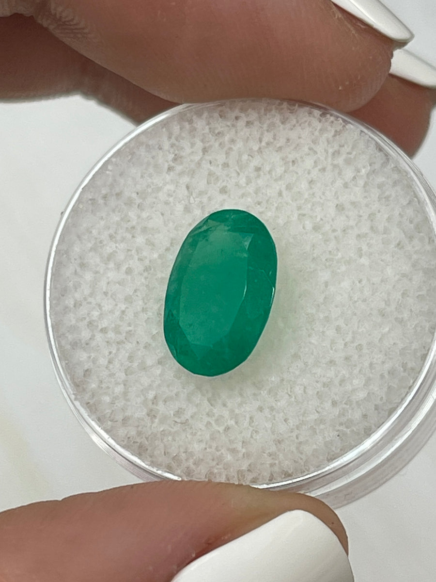 Elongated Forest Green Natural Colombian Emerald - 2.49 Carat Oval