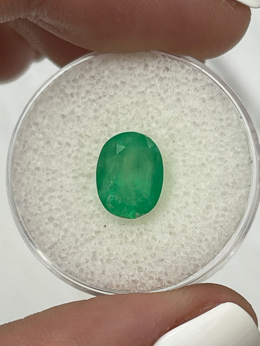 2.52 Carat Oval Cut Colombian Emerald - Vibrant Mossy Green Shade
