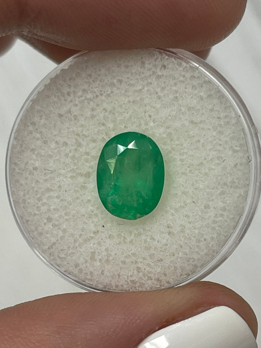 2.52 Carat Loose Oval-Cut Emerald from Colombia - Unique Green Tint