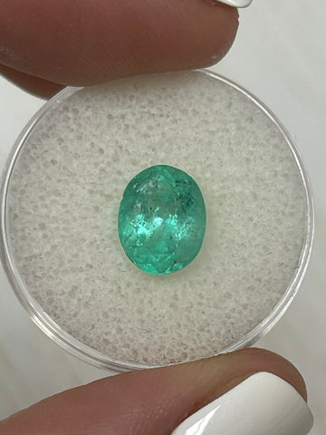 2.52 Carat Oval Cut Colombian Emerald - Natural Earthy Bluish Green Gemstone