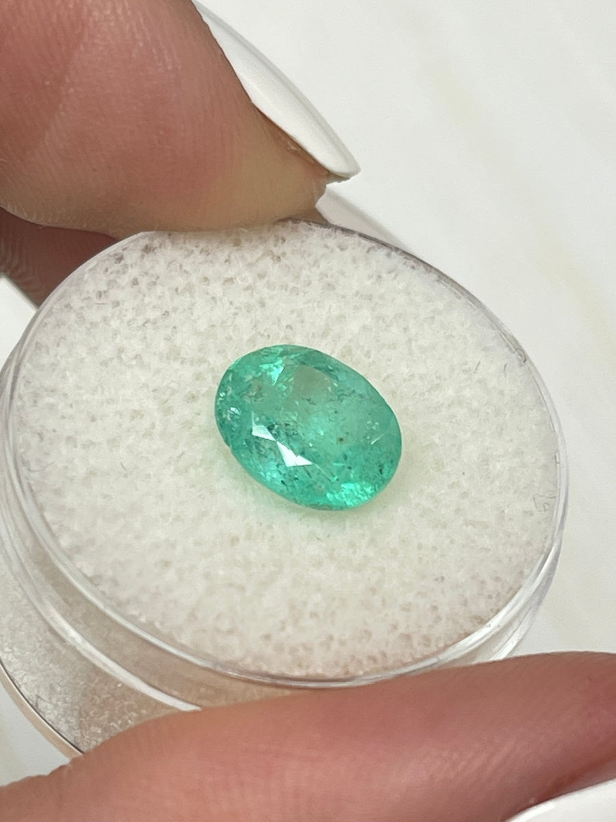 Earthy Bluish Green Oval Colombian Emerald - 2.52 Carats, Natural Beauty