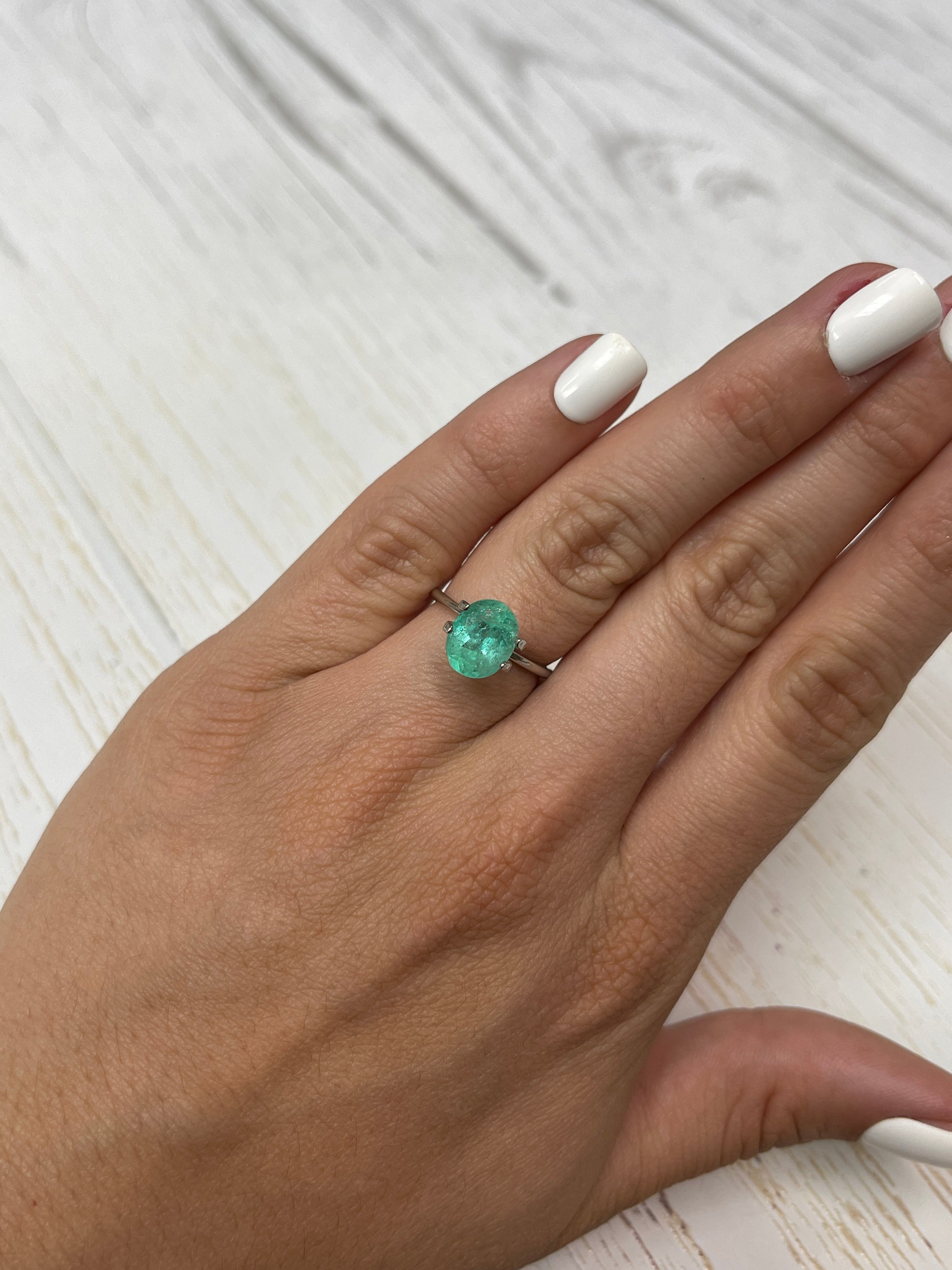 2.52 Carat 10x8 Earthy Bluish Green Natural Loose Colombian Emerald-Oval Cut - JR Colombian Emeralds