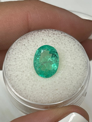 Oval Cut 2.52 Carat Loose Colombian Emerald in Medium Light Bluish Green