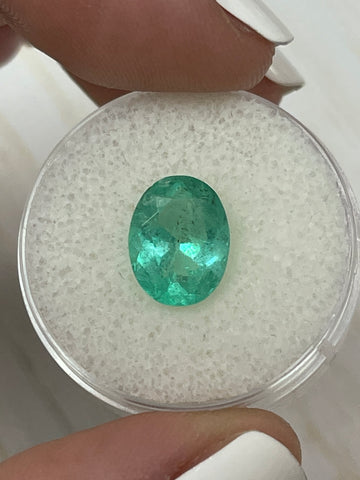 2.61 Carat 11x8 Medium Light Bluish Green Loose Colombian Emerald-Oval Cut