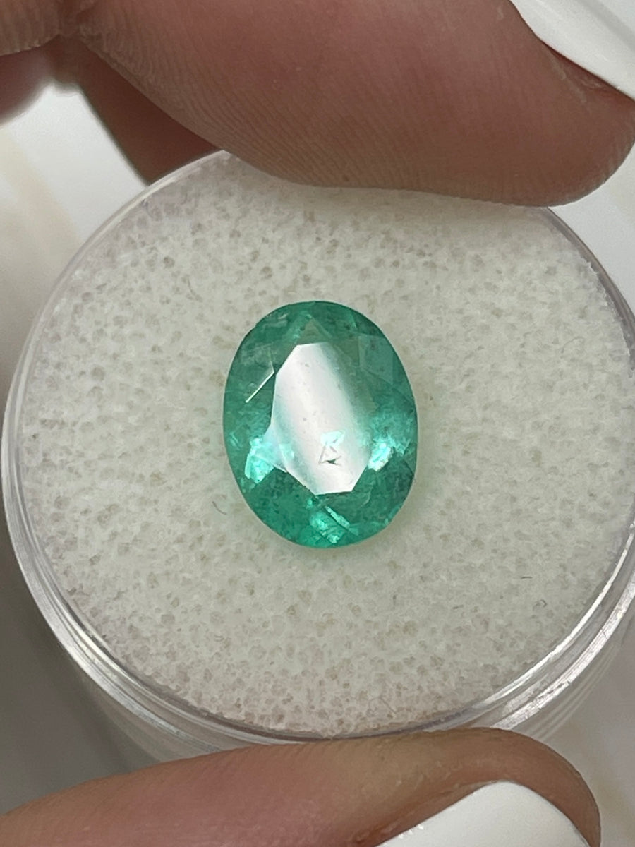 Elongated Oval 2.61 Carat Colombian Emerald - Medium Bluish Green
