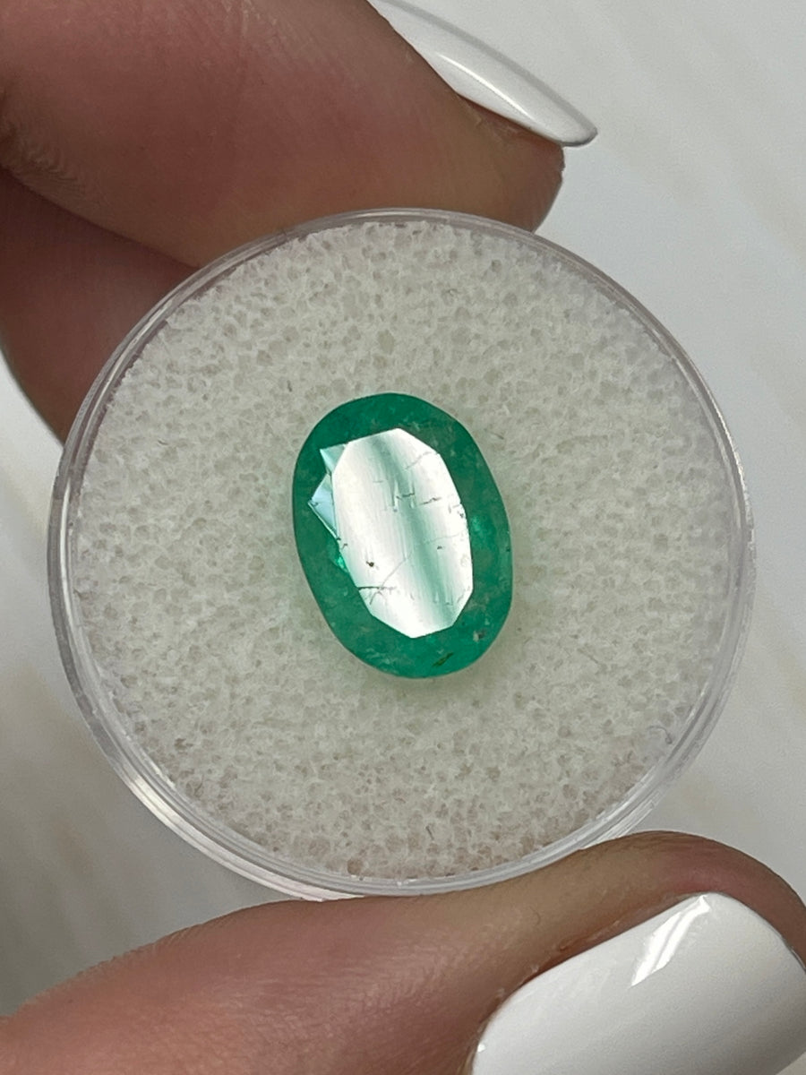 2.72 Carat Earth-Toned Green Oval Colombian Emerald - Loose Gem
