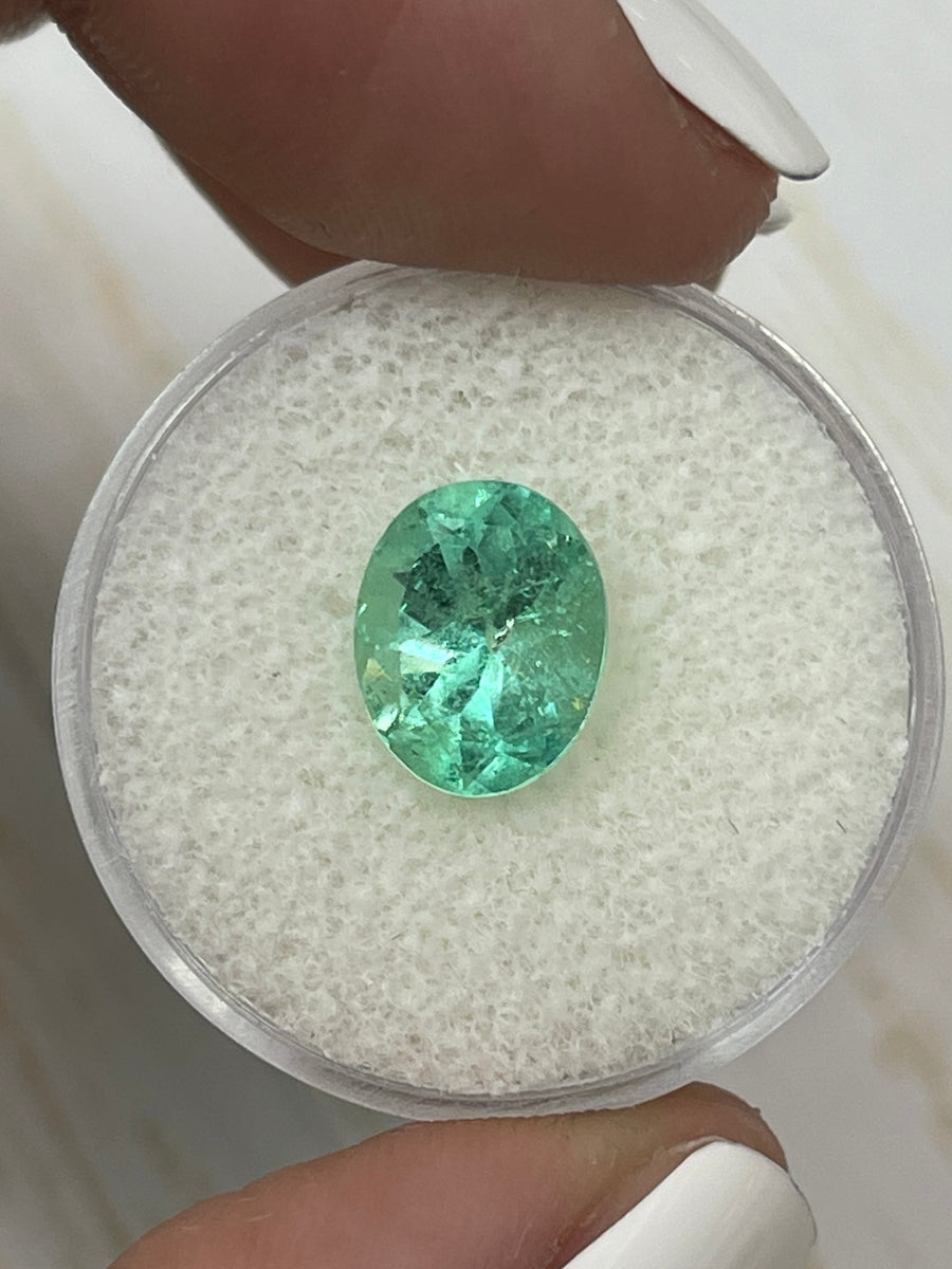 2.74 Carat Light Sea Foam Green Natural Loose Colombian Emerald-Oval Cut