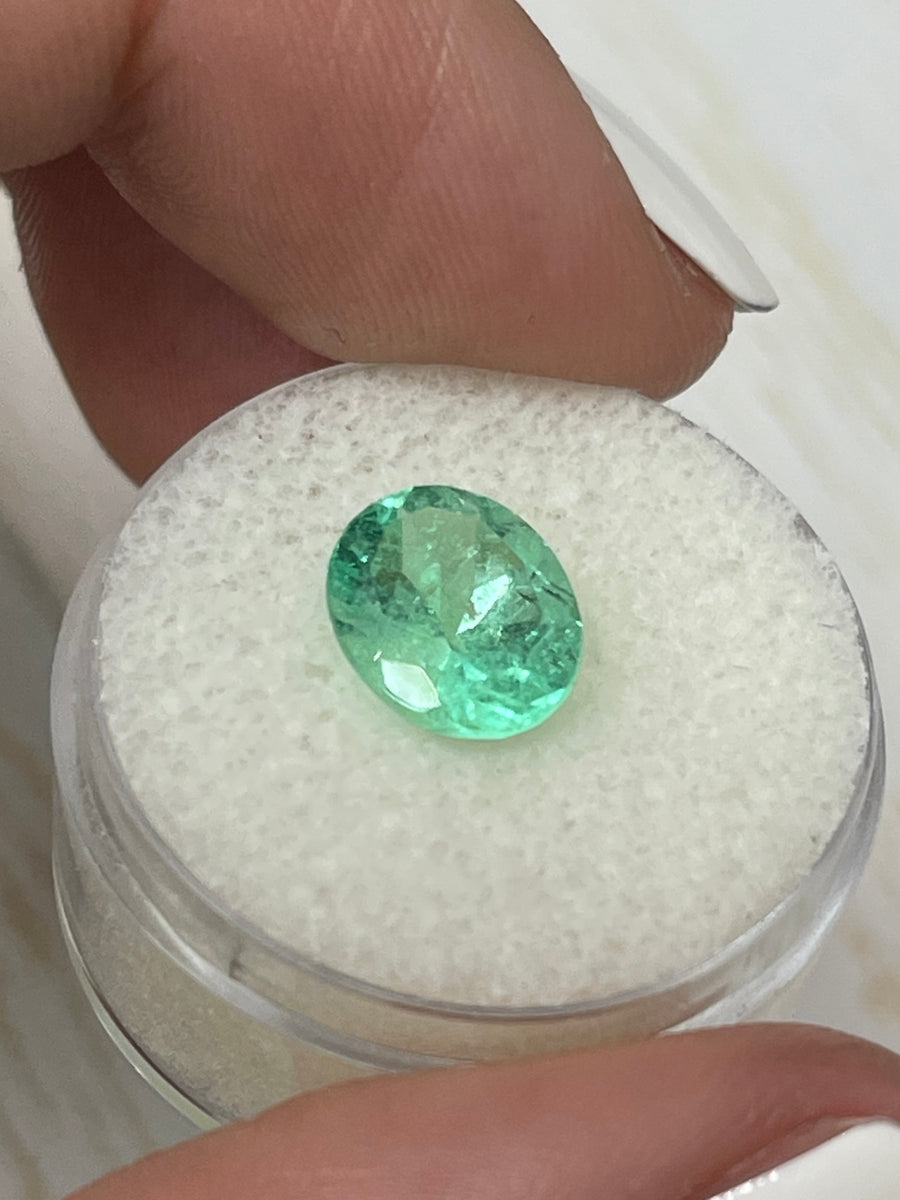 2.74 Carat Light Sea Foam Green Natural Loose Colombian Emerald-Oval Cut