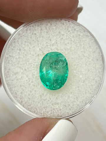 Oval-Cut 2.75 Carat Colombian Emerald with Subtle Green Speckles