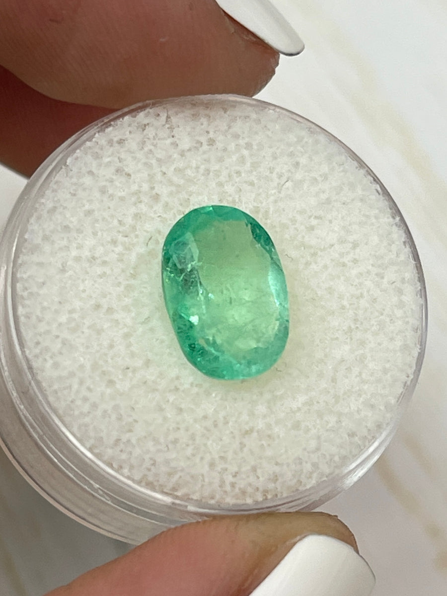Light Yellowish Green Oval Cut Emerald - 2.78 Carats - From Colombia