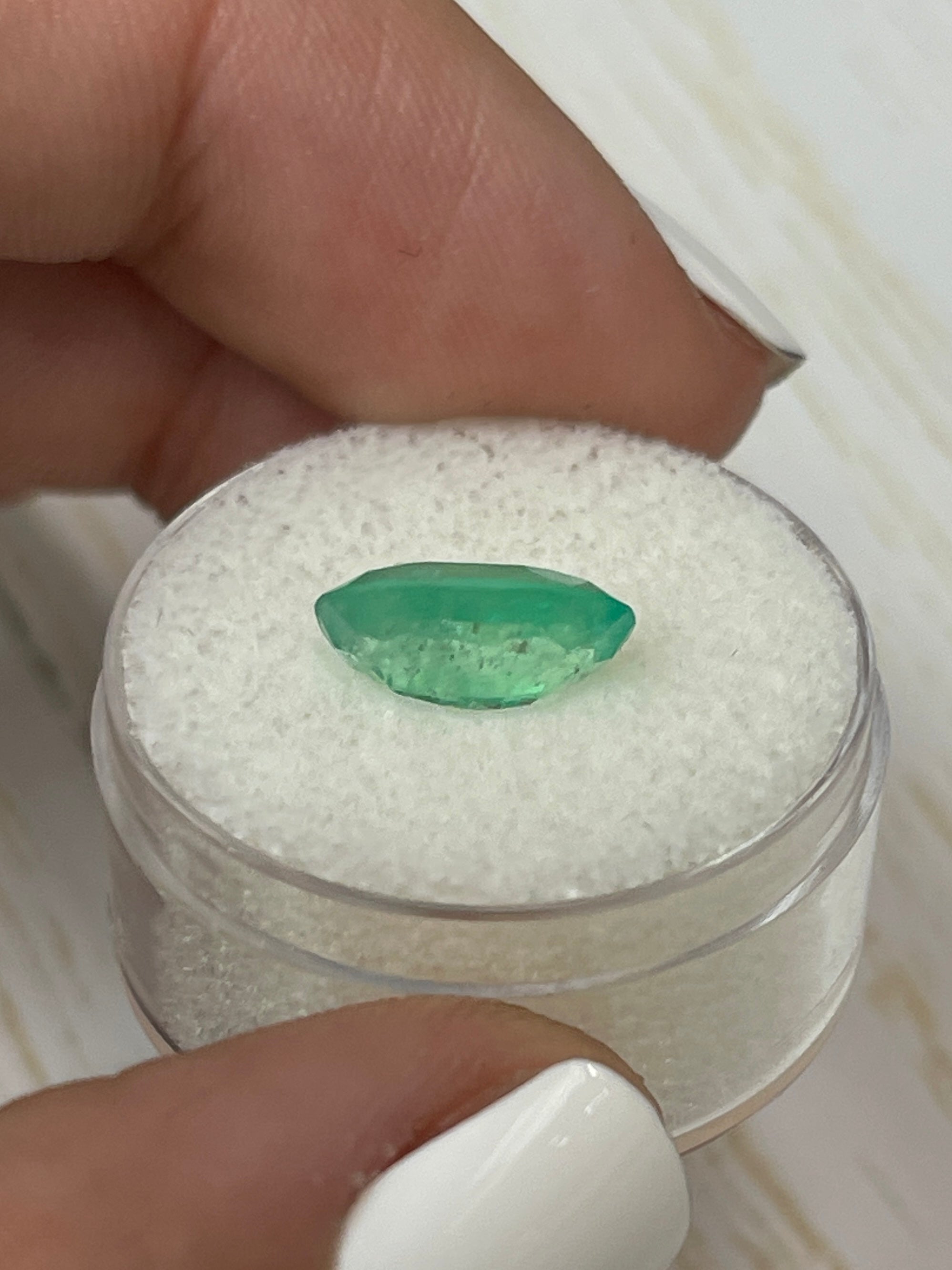 2.78 Carat Loose Colombian Emerald - Oval Shape - Soft Yellowish Green