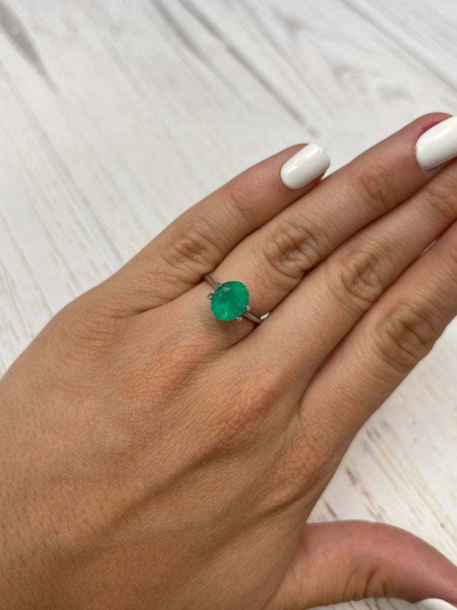 Medium Green Oval Colombian Emerald - 2.79 Carat Natural Gem