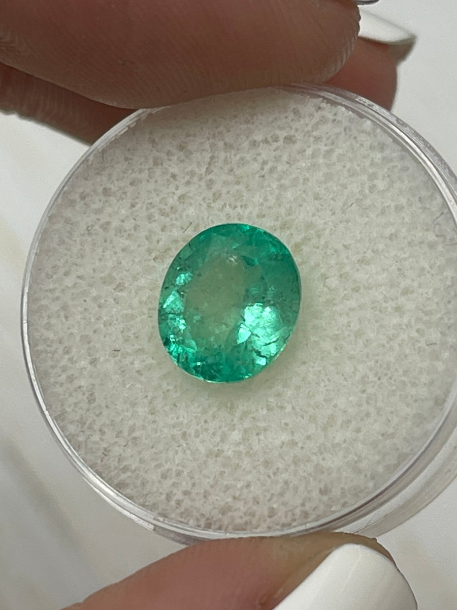 2.82 Carat Mint Light Green Natural Loose Colombian Emerald-Oval Cut