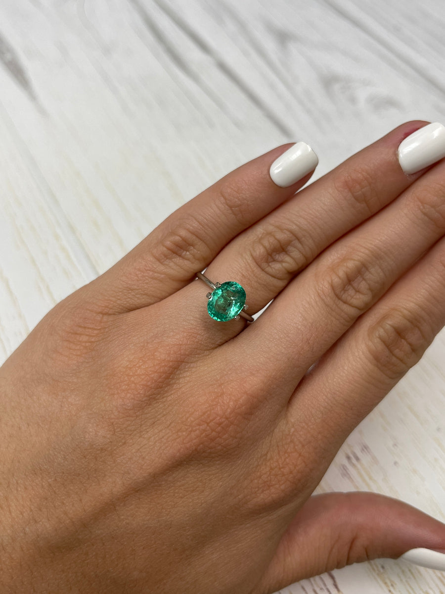 Rare 10x8 Oval Colombian Emerald - 2.83 Carats of Natural Beauty with a Freckled Green Hue