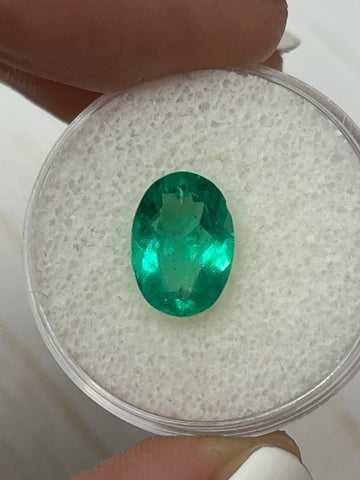 2.87 Carat Oval Cut Colombian Emerald - Brilliant Green Loose Gemstone with Elongated Shape