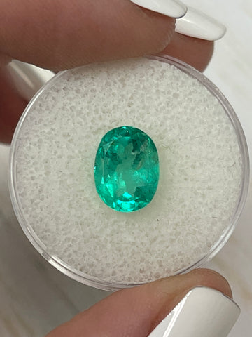 Oval Cut Colombian Emerald - 2.90 Carat Loose Stone - Bluish Green Hue