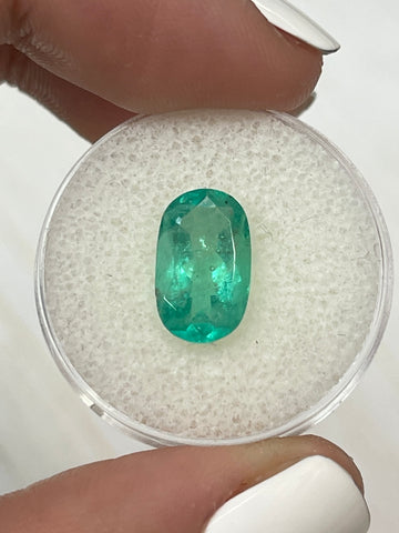 2.92 Carat Elongated Pill Shape Green Natural Loose Colombian Emerald-Oval Cut