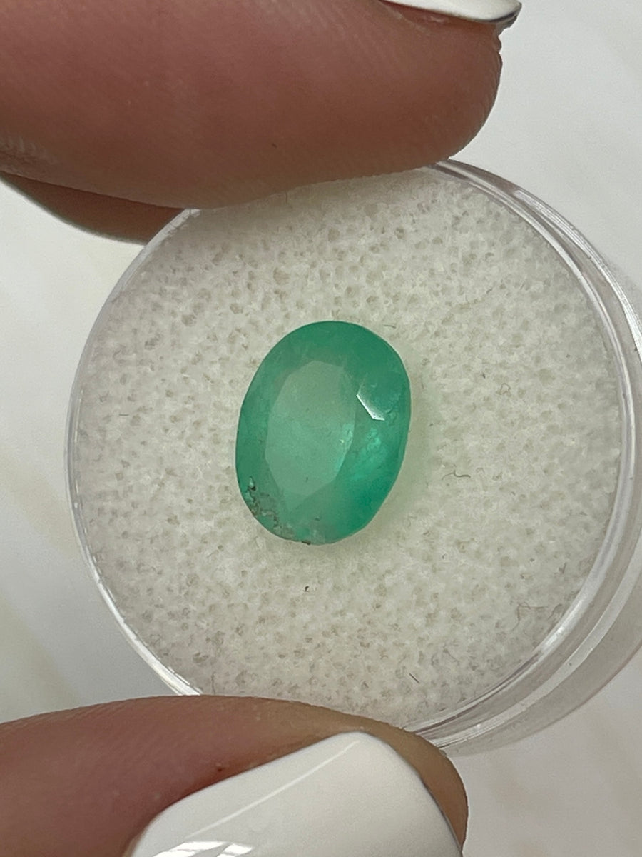 Natural Colombian Emerald - 2.95 Carat Oval Gem in Soft Mint Green Shade