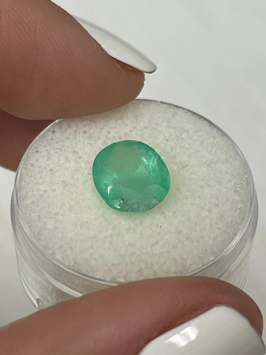 2.95 Carat Loose Colombian Emerald with a Delicate Mint Green Hue - Oval Cut