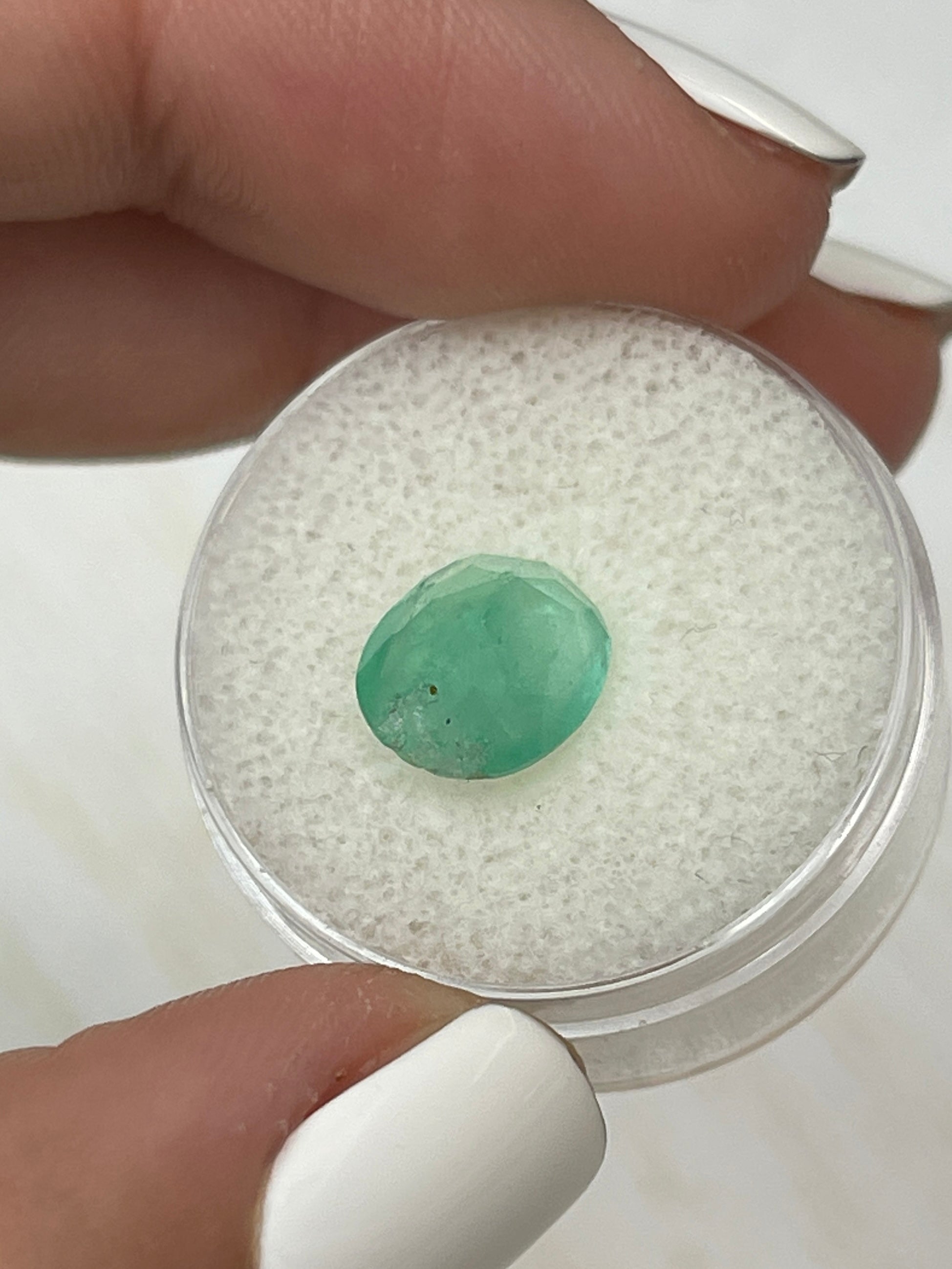 2.95 Carat Pastel Mint Green Natural Loose Colombian Emerald-Oval Cut - JR Colombian Emeralds