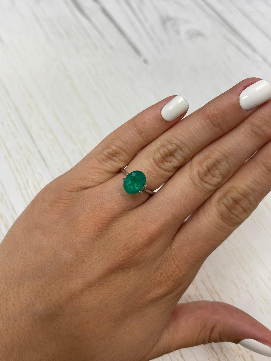 2.98 Carat Intense Dark Green Loose Colombian Emerald-Oval Cut