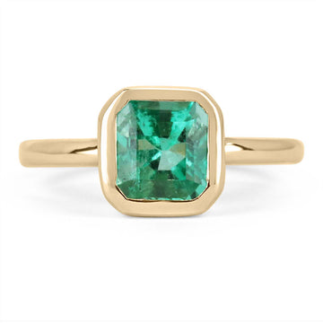 1.40cts 14K Bezel Set Emerald Solitaire Ring
