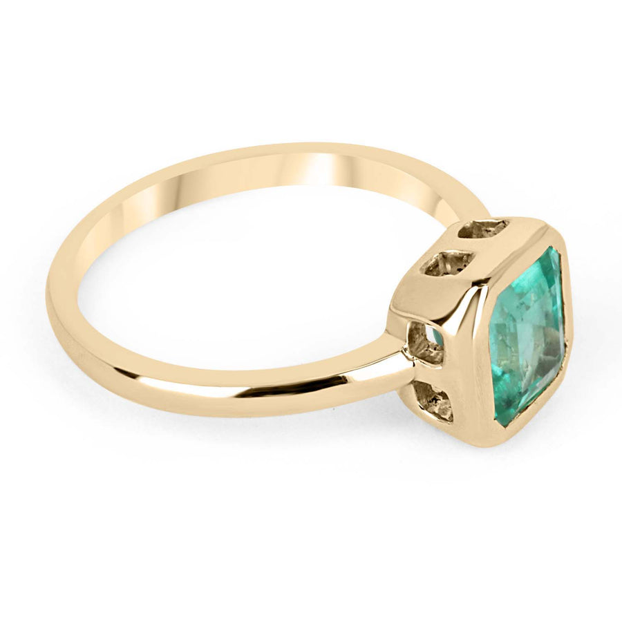 14K Bezel Set Emerald Solitaire Ring