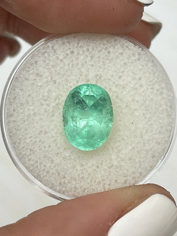 Oval-Cut Colombian Emerald Gem - 3.09 Carat Light Green Shade