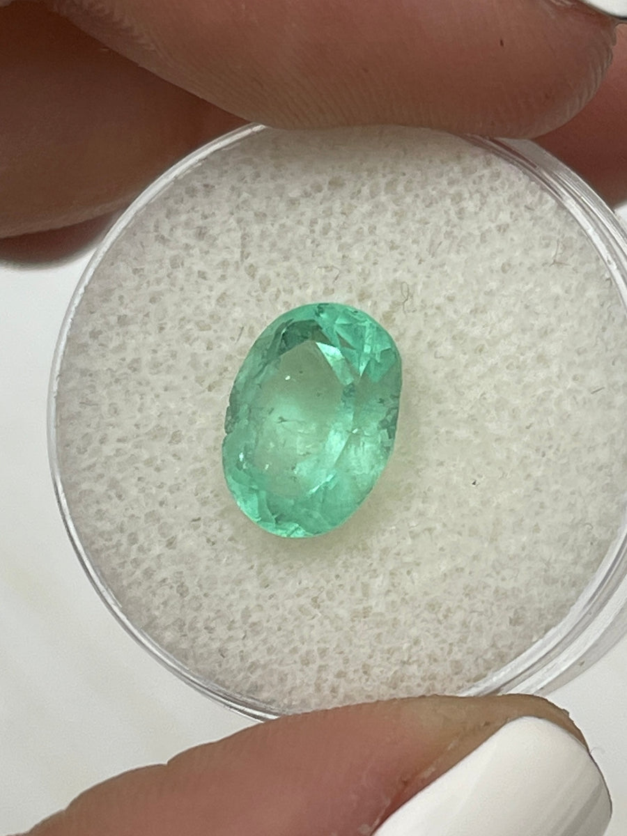 3.09 Carat Loose Oval Colombian Emerald - Soft Pastel Green Hue