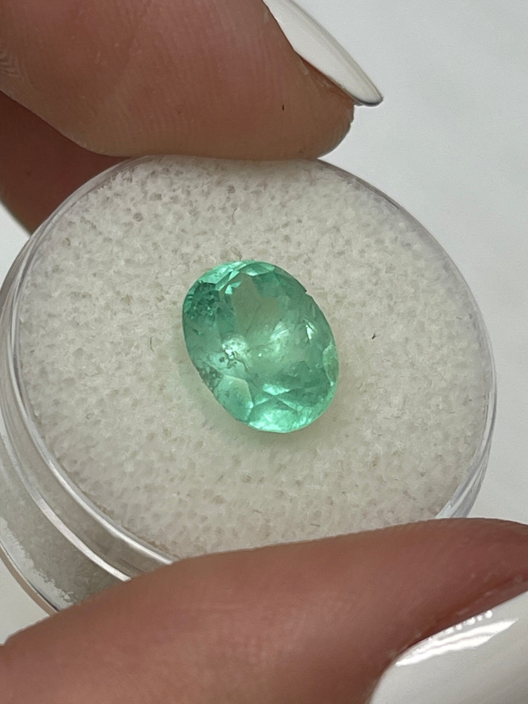 3.09 Carat Oval Colombian Emerald - Subtle Pastel Green Color