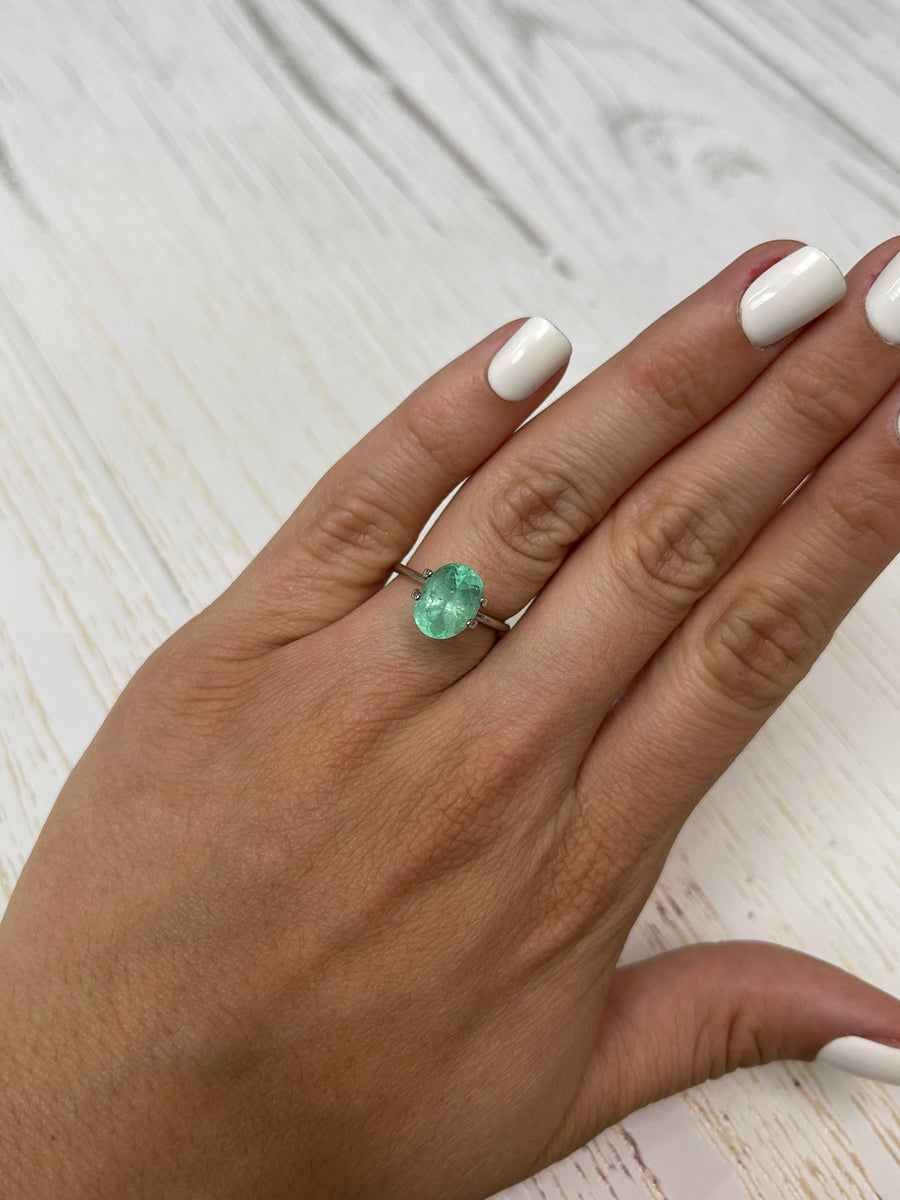 Colombian Emerald Gemstone - 3.09 Carat Oval Cut - Soft Green Hue
