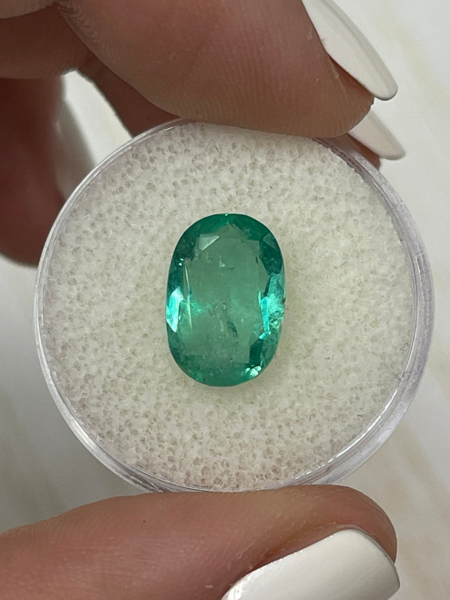 3.25 Carat 12.5x8.6 Green Natural Loose Colombian Emerald-Oval Cut