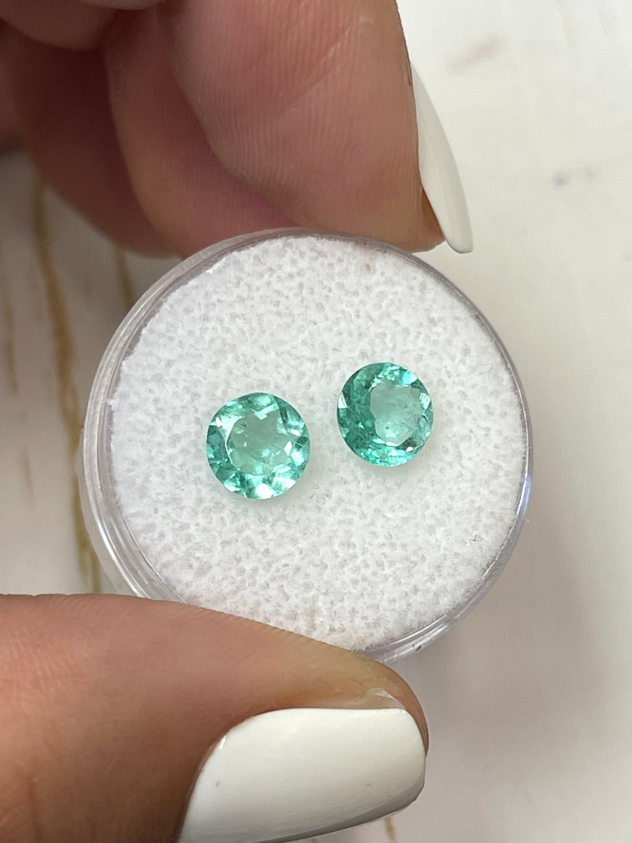 Emeralds from Colombia: 1.68tcw, 6.6x6.6mm, in a Harmonious Bluish Green Color
