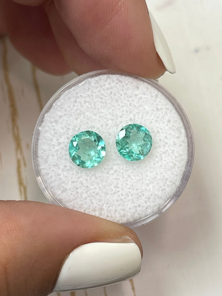 Colombian Emeralds: 1.68tcw, 6.6x6.6mm Size, in a Matching Bluish Green Tint