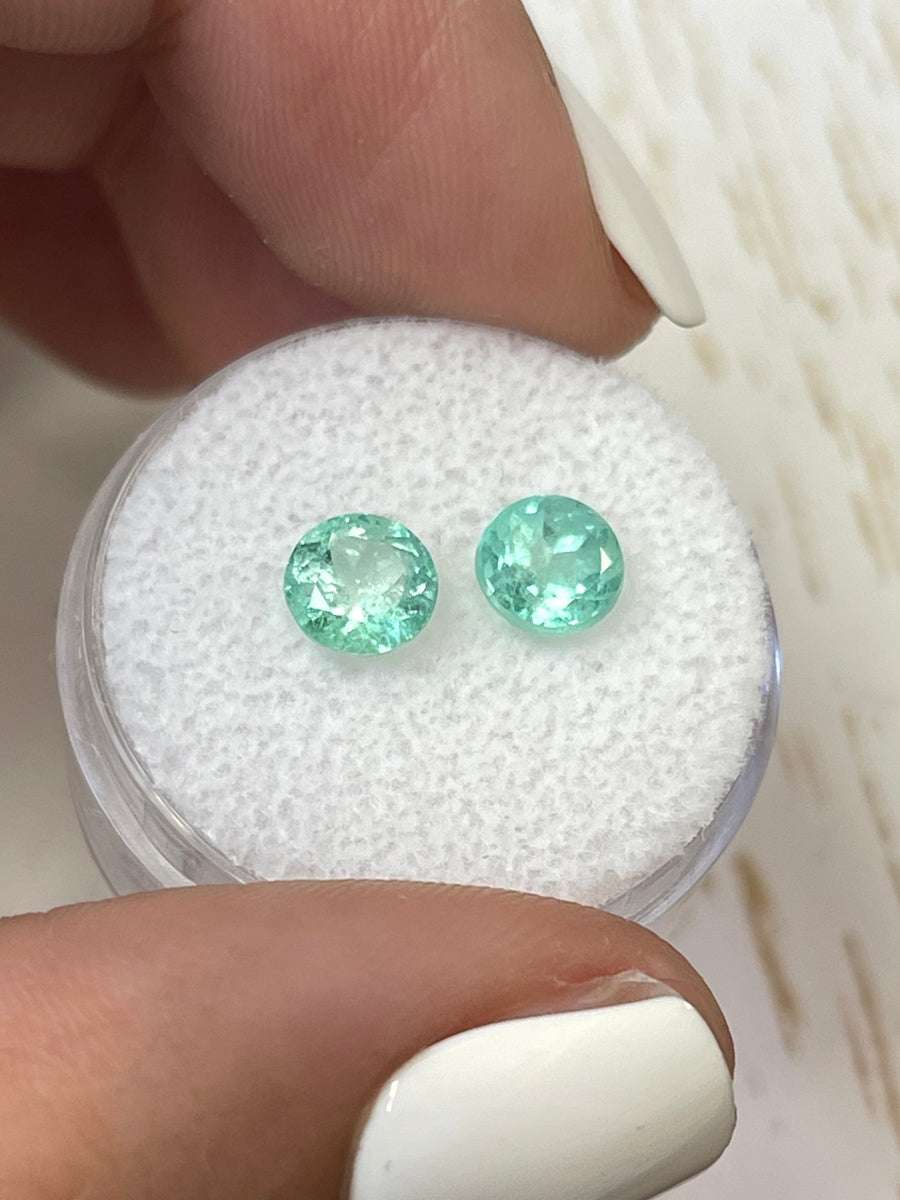 6x6 Colombian Emeralds Set: 1.85tcw Light Green Beauties
