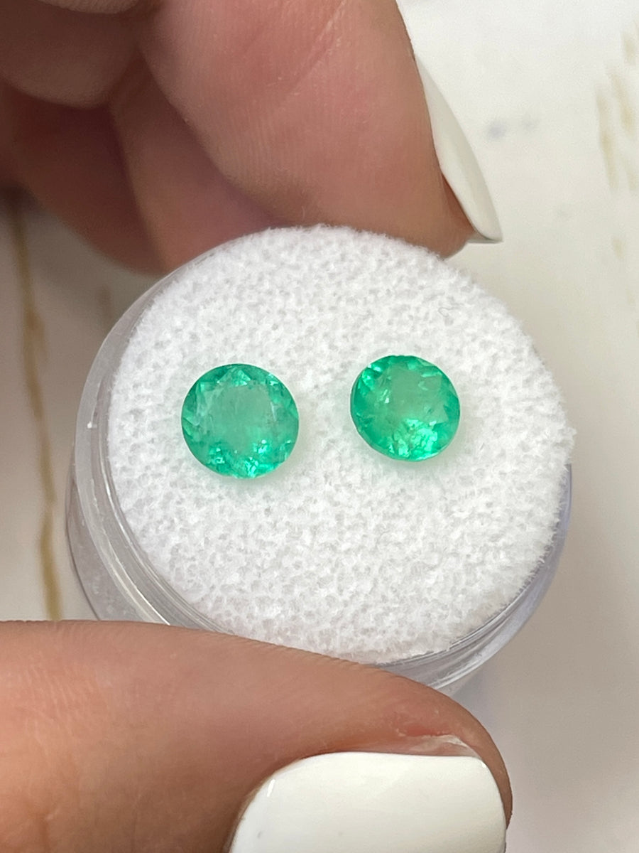 Exquisite 6.7x6.7mm Loose Colombian Emeralds - 2.06 Carats Total - Matching Round Cut