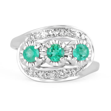 0.76tcw Vintage Colombian Emerald Diamond Ring