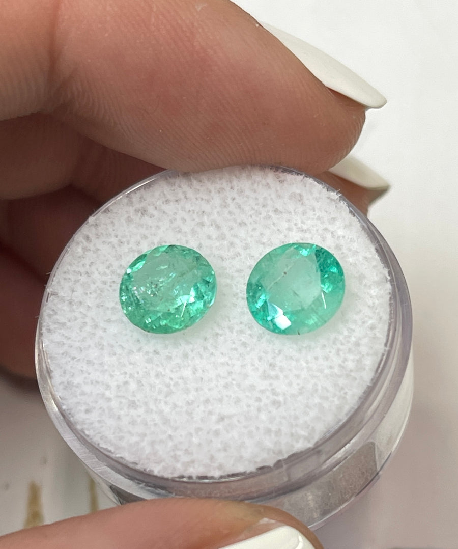 7.7x7.7 mm Colombian Emeralds Set: 2.44tcw, Light Green