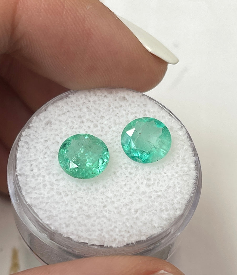Genuine Light Green Colombian Emeralds, 2.44 Total Carat Weight