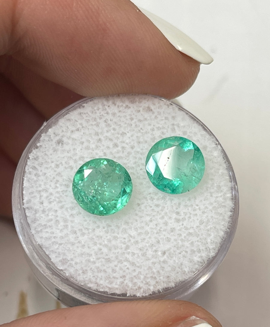 A Duo of 7.7x7.7 Matching Colombian Emeralds, 2.44tcw
