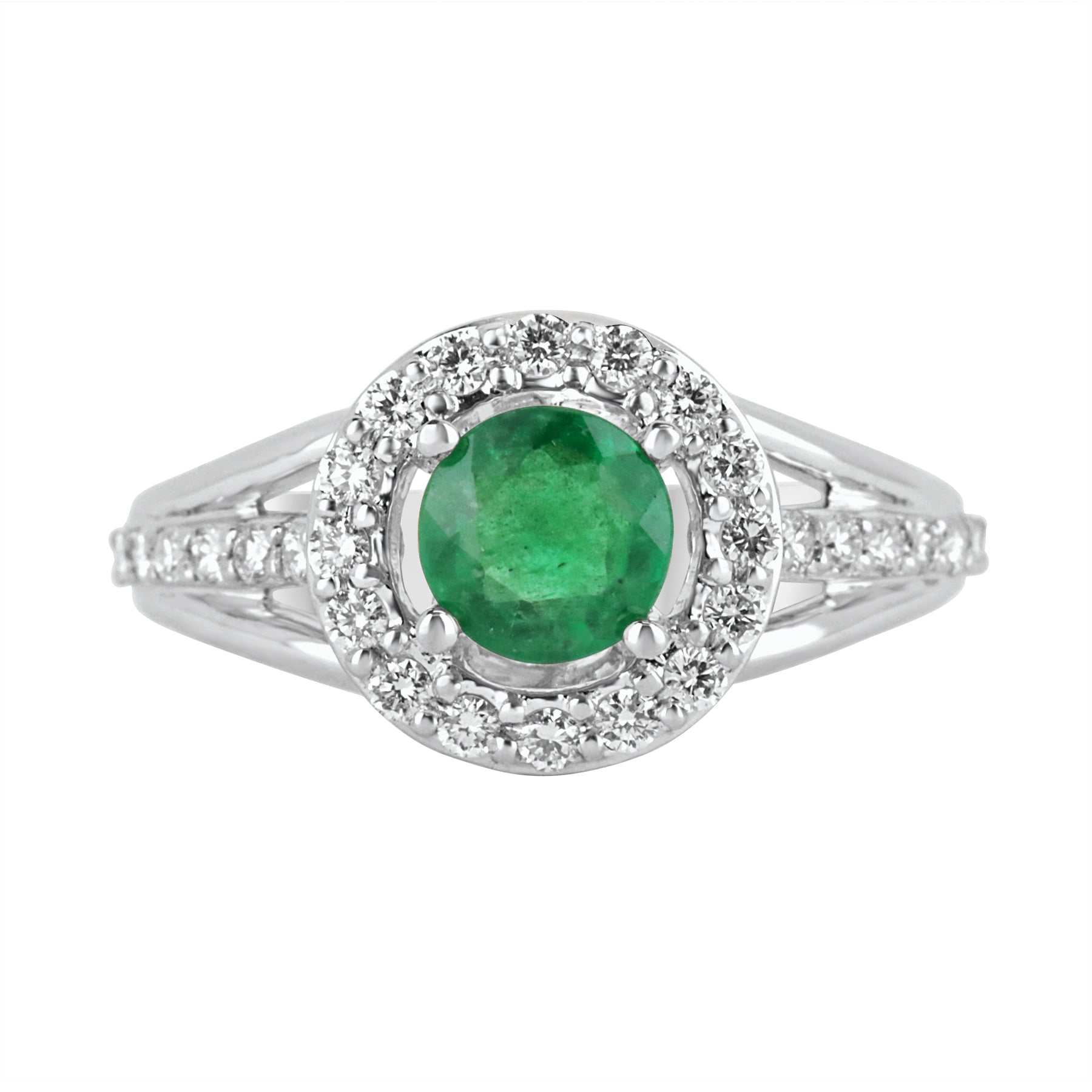 Elegance Personified: 1.32tcw Natural Emerald & Diamond Halo Engagement Ring in 14K Gold