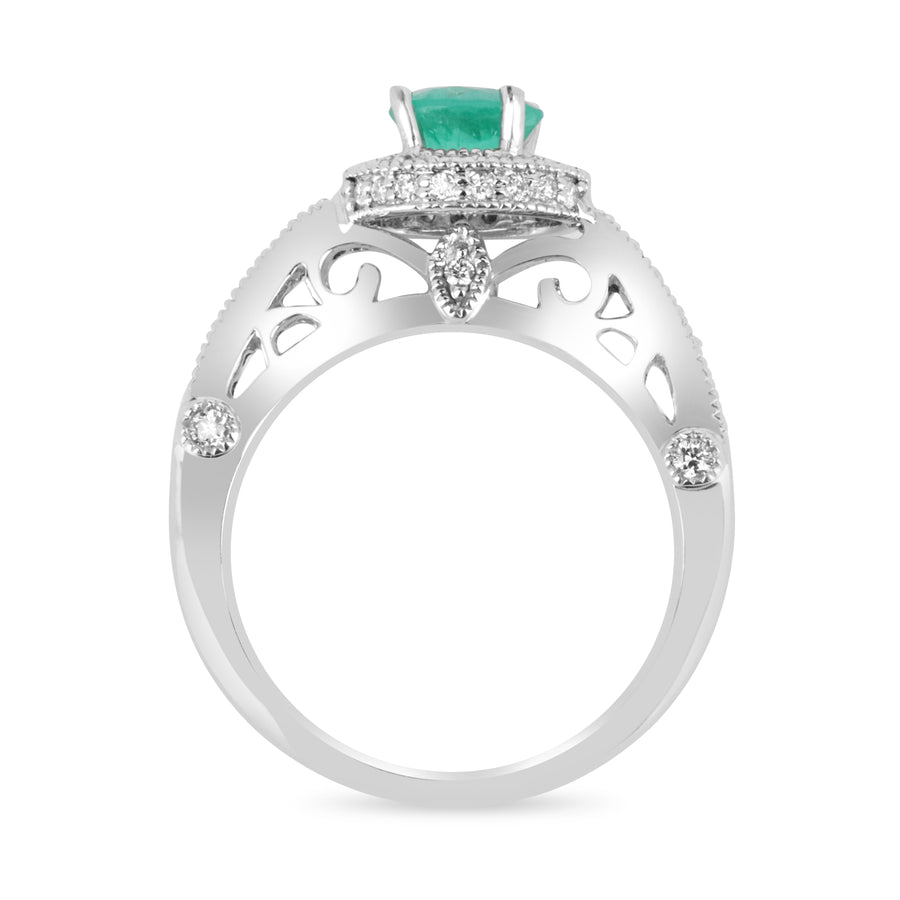 Round Emerald & Diamond Halo Engagem Necklacesent 14K