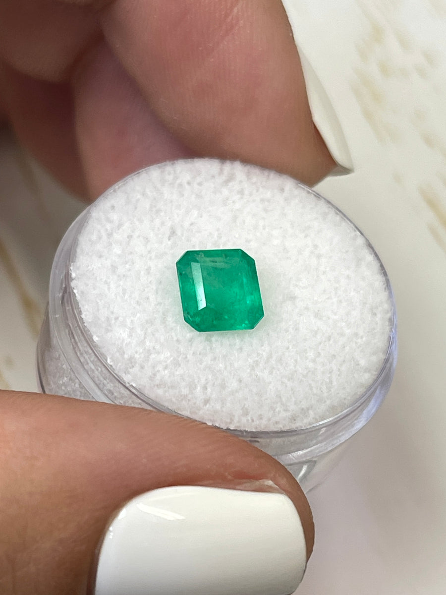 1.29 Carat Unset Asscher Cut Emerald in Stunning Yellow-Green Shade