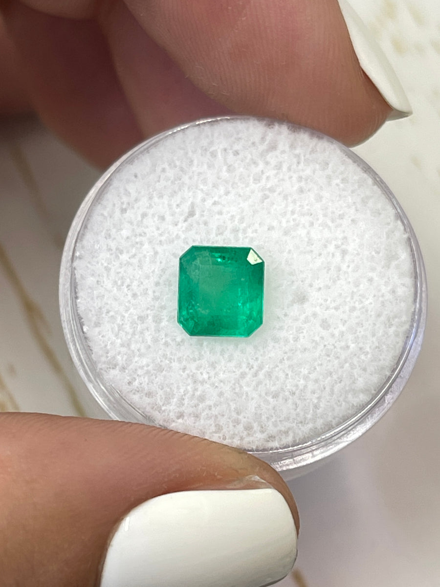 Yellow-Green Colombian Emerald: 1.29 Carat, Asscher Cut, Unmounted
