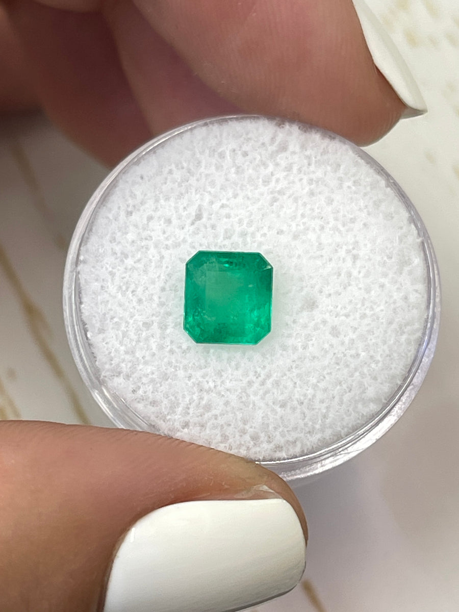 Asscher Cut 1.29 Carat Colombian Emerald: Vibrant Yellow-Green Hue