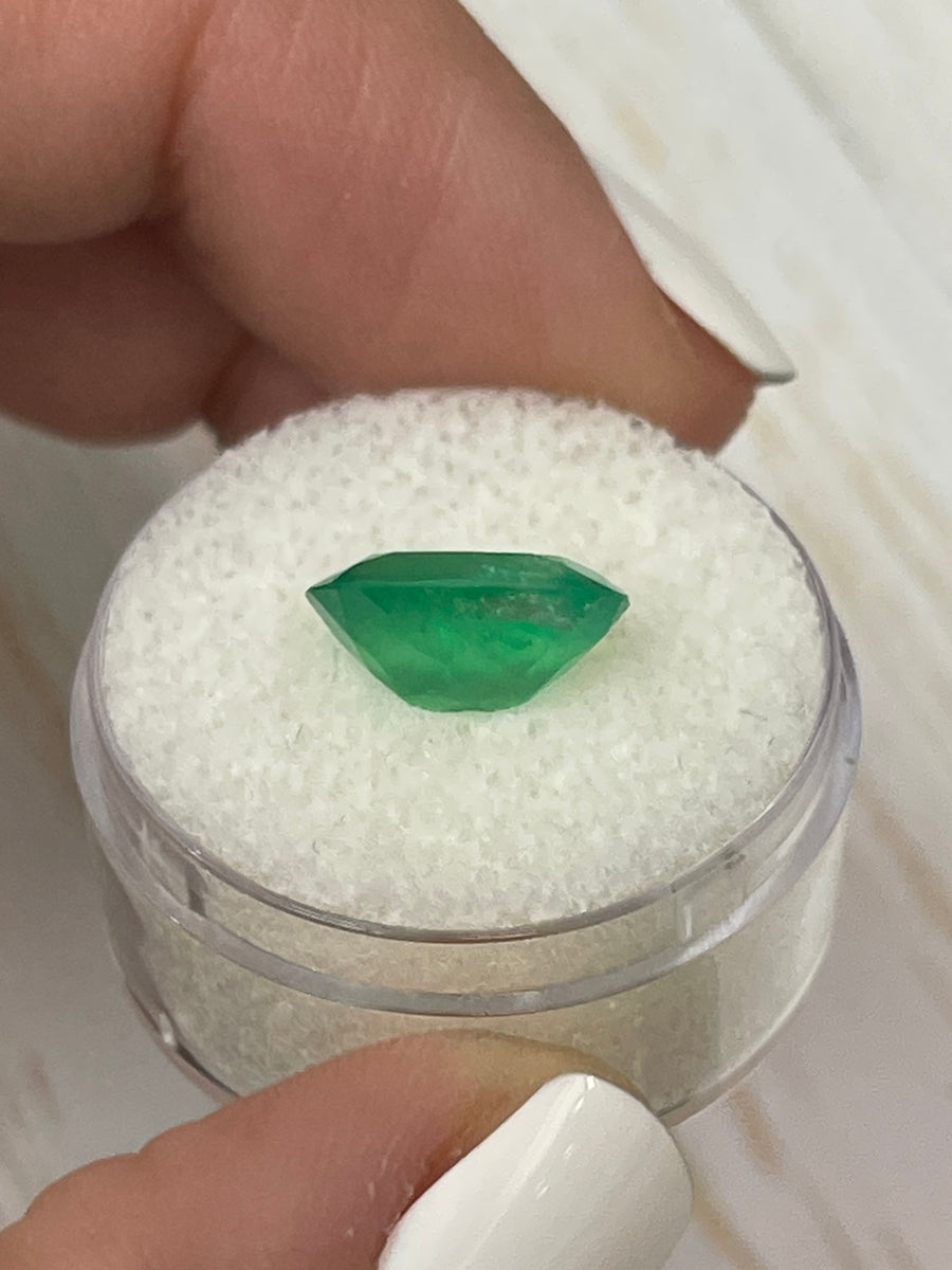 3.46 Carat Oval-Cut Colombian Emerald in Brilliant Neon Green Hue
