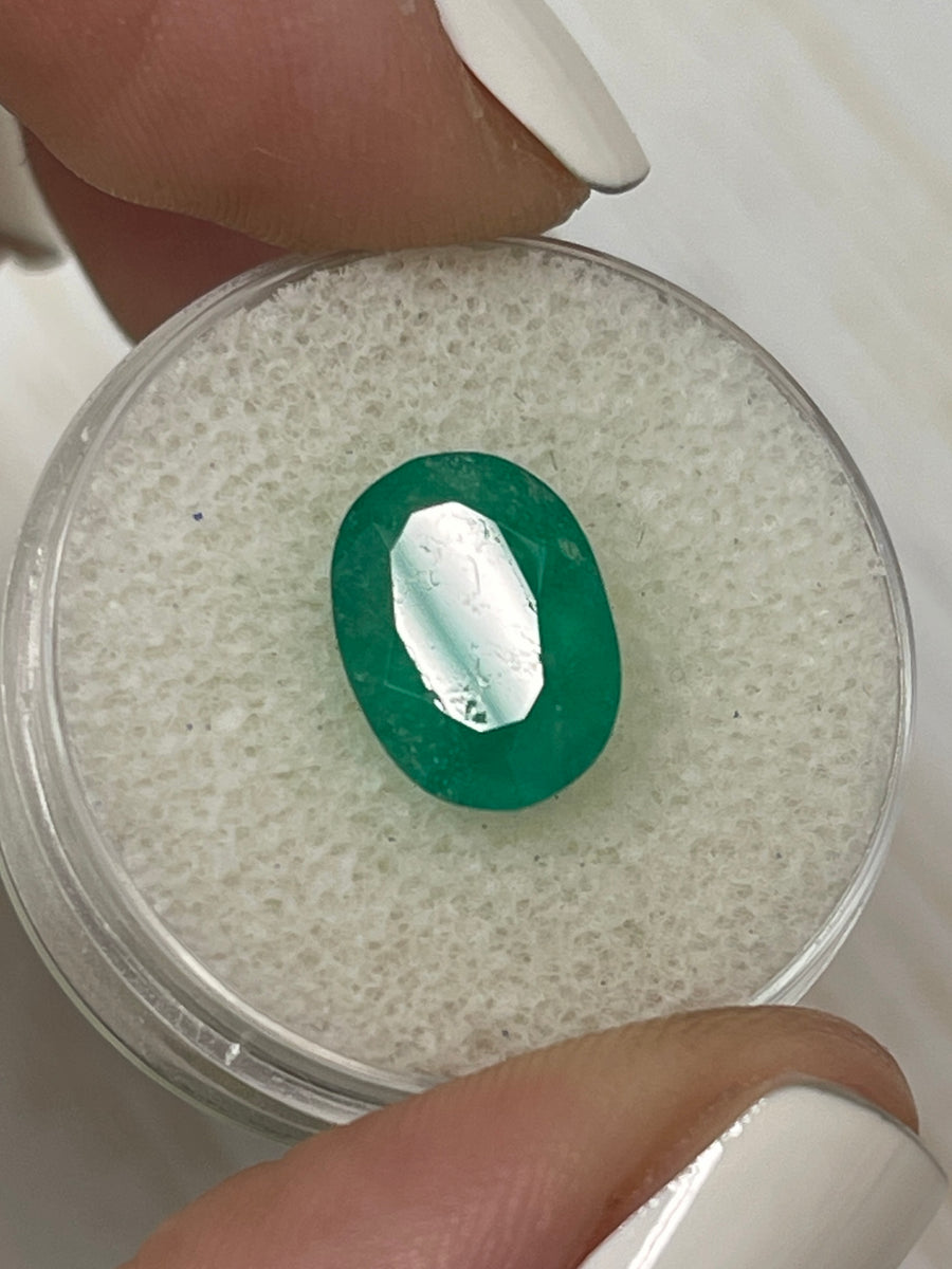 3.50 Carat Rich Forest Green Natural Loose Colombian Emerald-Oval Cut